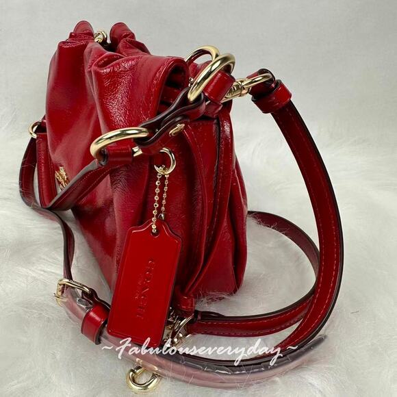 Coach Faye Shoulder/Crossbody Bag In Glazed Leather/Gold/Dark Cardinal CCE39 NWT - Picture 4 of 9